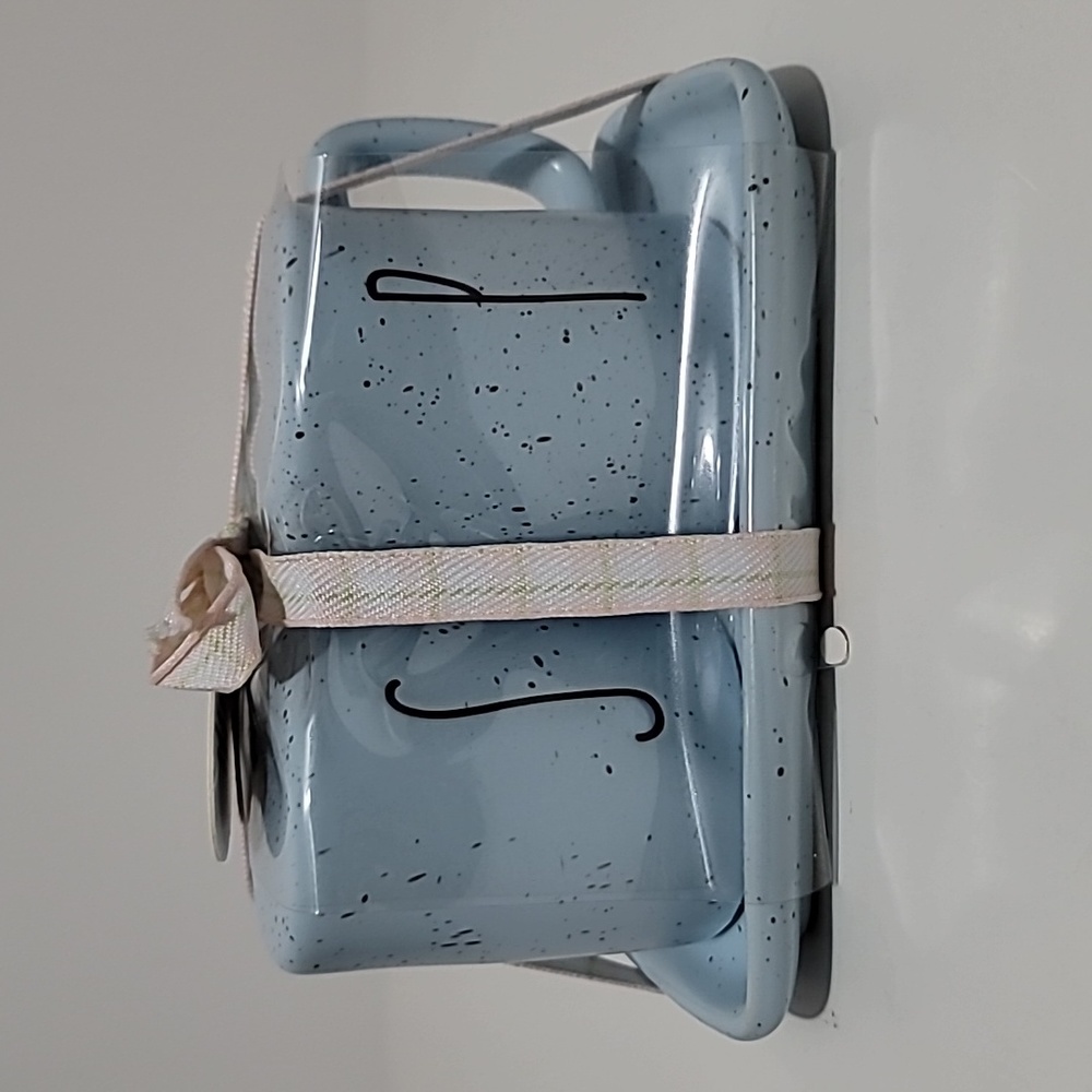 Rae Dunn Baby Blue Speckled Mini Mug Salt and Pepper Shakers with Tray